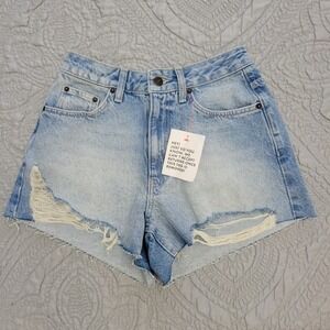 TopShop A-Line High Rise Cutoff Jean Shorts 2 New‎ Distressed Denim